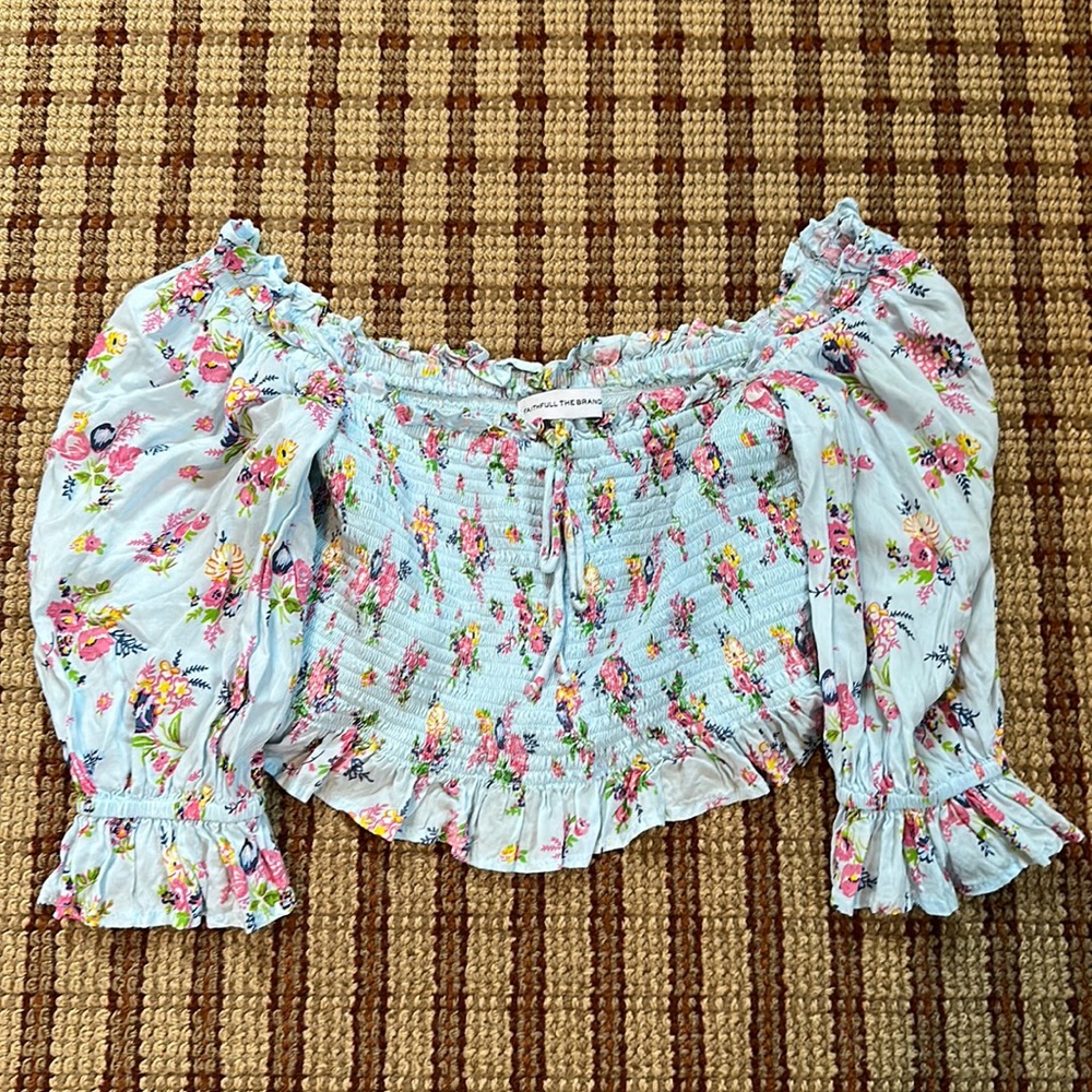 Faithfull the Brand Blue Floral Crop Top